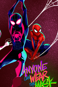 Spider Verse Anyone Can Wear The Mask (1080x1920) Resolution Wallpaper