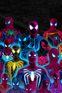 Spider Verse Neon Artwork 4k (240x320) Resolution Wallpaper