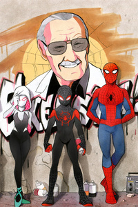Spider Verse Stan Lee Tribute (750x1334) Resolution Wallpaper