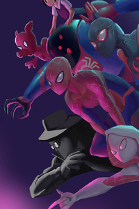 Spider Verse Team Art (1440x2560) Resolution Wallpaper