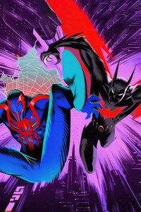 Spiderman 2099 And Batman Beyond Together 5k (320x480) Resolution Wallpaper