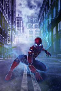 Spiderman Adventure In The Dark Streets (1280x2120) Resolution Wallpaper