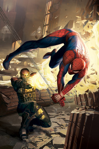 Spiderman Alternative Cover (1125x2436) Resolution Wallpaper