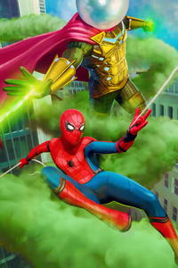 Spiderman And Mysterio (1440x2960) Resolution Wallpaper