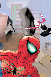 SpiderMan And Spider Woman Team Versus The Hulk (1280x2120) Resolution Wallpaper