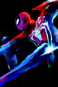 Spiderman Black Background Minimalism (1125x2436) Resolution Wallpaper