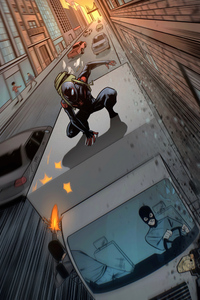 Spiderman Catching Thieves (1080x2160) Resolution Wallpaper
