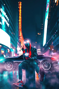 Spiderman Chilling In Town 4k (640x1136) Resolution Wallpaper