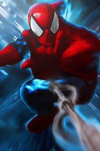 Spiderman Coming Art (320x568) Resolution Wallpaper