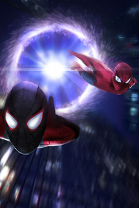 Spiderman Coming From Another Dimesion (640x1136) Resolution Wallpaper