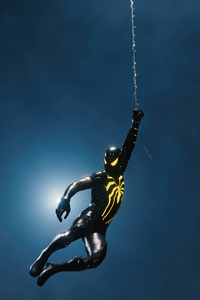 Spiderman Dark Black Suit (240x400) Resolution Wallpaper