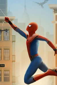 Spiderman Farfrom Home Art (320x480) Resolution Wallpaper