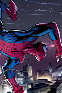 Spiderman Hanging Around City 4k (1080x2280) Resolution Wallpaper