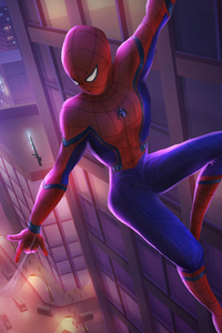 Spiderman In Queens Town (1080x2280) Resolution Wallpaper