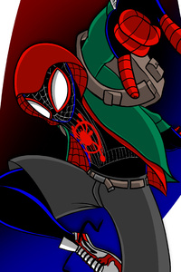 Spiderman In Spider Verse Artwork (640x1136) Resolution Wallpaper