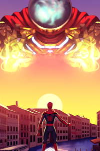 Spiderman In Venice (320x568) Resolution Wallpaper