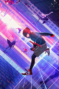 Spiderman Into The Spider Verse Warriors (1080x2160) Resolution Wallpaper
