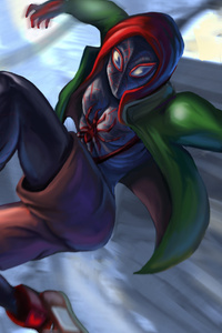 Spiderman Into The Spiderverse Digital Art 4k (640x1136) Resolution Wallpaper