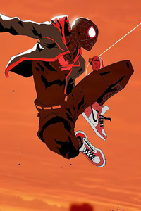 Spiderman Jumping Art 4k (1080x2280) Resolution Wallpaper