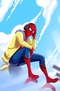 Spiderman Listening To Music (1440x2560) Resolution Wallpaper