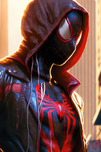 Spiderman Miles Morales Caped (640x1136) Resolution Wallpaper