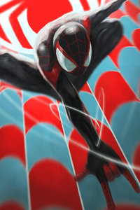 Spiderman Miles Morales Jump (640x1136) Resolution Wallpaper