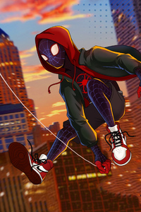 Spiderman Miles Morales Spider Verse (320x480) Resolution Wallpaper