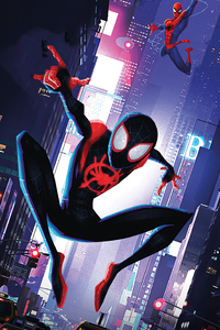 Spiderman Miles Poster (1080x2160) Resolution Wallpaper