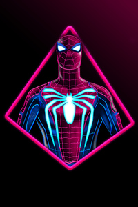 Spiderman Neon Artwork (480x800) Resolution Wallpaper