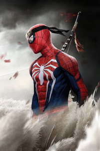 Spiderman Of Tsushima (320x480) Resolution Wallpaper