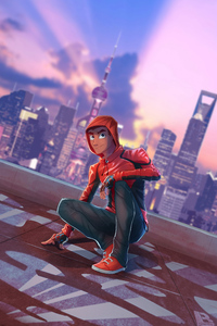 Spiderman On Rooftop No Mask 5k (480x800) Resolution Wallpaper