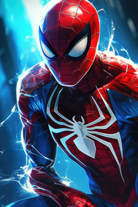 Spiderman Red Suit Artwork (640x1136) Resolution Wallpaper