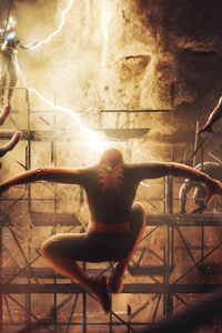 Spiderman Vs Electro Poster (1125x2436) Resolution Wallpaper