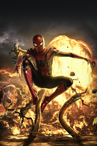 Spiderman Vs Goblin Poster (640x960) Resolution Wallpaper