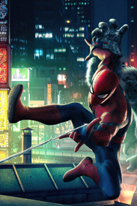 Spiderman Vs Kong (320x480) Resolution Wallpaper