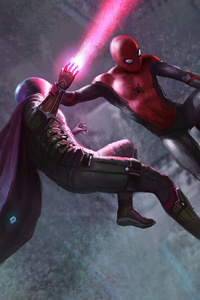 Spiderman Vs Mysterio New Art (640x1136) Resolution Wallpaper