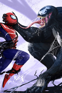 Spiderman Vs Venom (1080x2160) Resolution Wallpaper