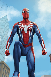 Spiderman Watching The City (320x568) Resolution Wallpaper
