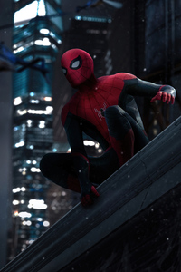 480x800 Spiderman Watching The City From Top 4k