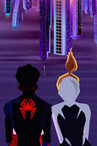 Spiderverse Alliance Gwen Stacy And Miles Morales (480x800) Resolution Wallpaper