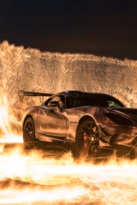 Sports Car On Fire (1080x2160) Resolution Wallpaper
