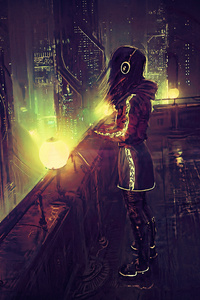 Standing On Terraces Scifi Cyberpunk 4k