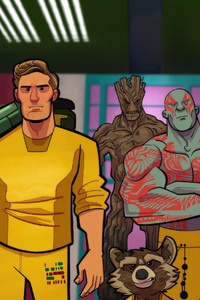 360x640 Star Lord Groot Drax The Destroyer Rocket Raccoon And Gamora In Prison