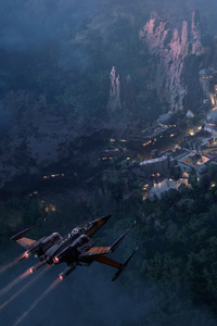 Star Wars Land At Night Concept Art 5k (640x1136) Resolution Wallpaper