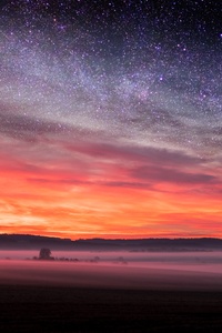 Starry Night Sunset Skyscape Stars 5k (320x568) Resolution Wallpaper