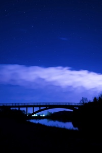 Starry Sky Night Bridge Clouds (1440x2960) Resolution Wallpaper