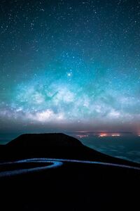 Starry Sky Over Road At Night (480x854) Resolution Wallpaper