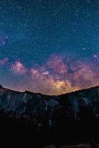 Stars Space Landscape Mountains (480x854) Resolution Wallpaper