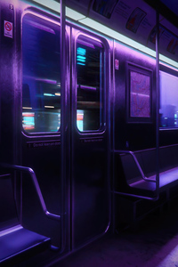 480x800 Subway Night Cyber Neon Lights 5k