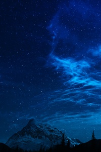 Summer Night Sky Full Of Stars Over Mountain Landscape (1080x1920) Resolution Wallpaper